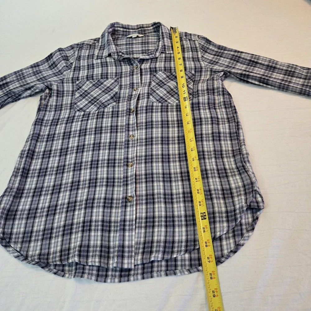 Lucky Brand Womens Small Tiny Plaid Blue Button Up Long Sleeve Pockets‎ Cowgirl - Picture 10 of 13